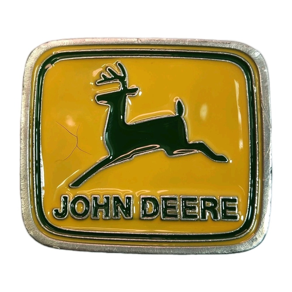 Vintage John Deere Enamel Belt Buckle Paul Frank USA Farm - Picture 4 of 6